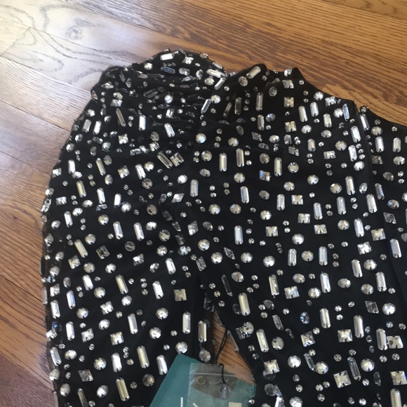 MAC DUGGAL one shoulder embellished puff sleeve silver mini dress sz.2 - Picture 10 of 13